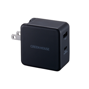 グリーンハウス GreenHouse グリーンハウス GH-ACU2GB-BK 窒化ガリウム搭載ACアダプタ65W TypeCx1 TypeAx1 ブラック