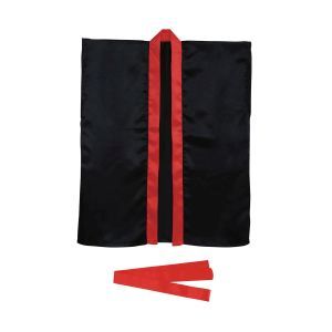 アーテック ArTec アーテック サテンハッピ 袖なし 帯付 黒 襟赤 J 3234