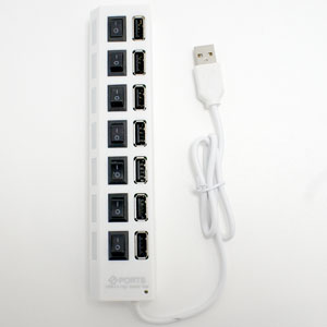 輸入特価アウトレット USBハブ 7ポート スイッチ付き ホワイト マウス キーボードに