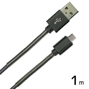 輸入特価アウトレット USBケーブル Aオス-microUSBオス 1m メッシュブラック