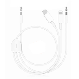 パイナップル USB3.1 typeC iPhone端子 3.5mmステレオミニプラグ - 3.5mmステレオミニプラグ ホワイト