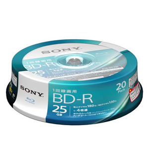 ソニー SONY SONY 20BNR1VJPP4 BD-R BDR 25GB 4倍速20枚 スピンドルケース