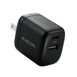 ELECOM エレコム エレコム MPA-ACCP30BK AC充電器 USB充電器 USB Power Delivery準拠 30W USB-C1ポート USB-A1ポート スイングプラグ ブラック
