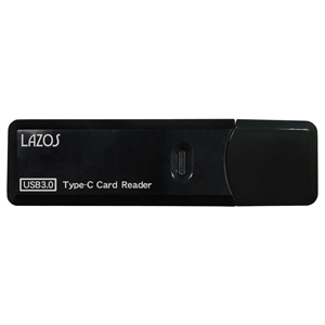 ラソス LAZOS ラソス LAZOS L-TCRS-3.0 スティック型 USB3.0 TypeC カードリーダー ブラック