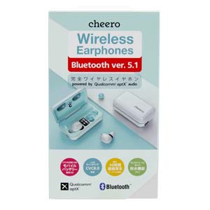 チーロ cheero チーロ CHE-627-WH ワイヤレスイヤホン cheero Wireless Earphones Bluetooth 5.1 ホワイト