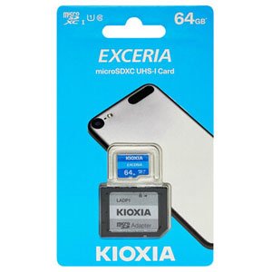 キオクシア Kioxia 海外パッケージ キオクシア マイクロSDXC 64GB LMEX1L064GG2 EXCERIA UHS-I Class10 microsdカード アダプタ付