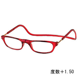 オーケー光学 OHKEI オーケー光学 クリック リーダー レッド 度数+1.50 老眼鏡 CliC Readers