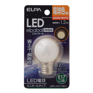 朝日電器 エルパ ELPA エルパ LDG1L-G-E17-G241 LED装飾電球 ミニボール球形 E17 G30 電球色 ELPA 朝日電器