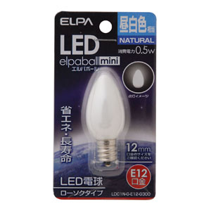 朝日電器 エルパ ELPA エルパ LDC1N-G-E12-G300 LED装飾電球 ローソク球形 E12 昼白色 ELPA 朝日電器
