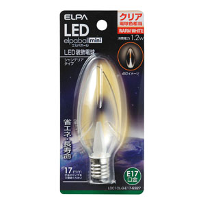 朝日電器 エルパ ELPA エルパ LDC1CL-G-E17-G327 LED装飾電球 シャンデリア球形 E17 クリア電球色 ELPA 朝日電器