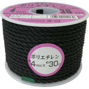 ユタカメイク Yutaka ユタカメイク RE-24 ロープ PEカラーロープボビン巻 4mm×30m ブラック