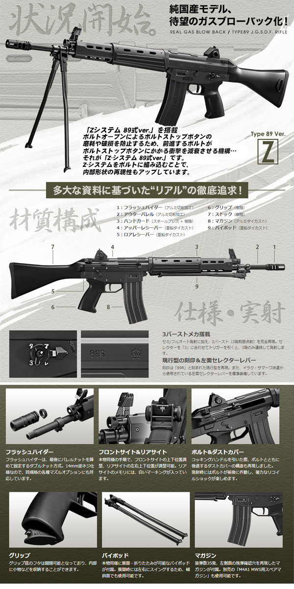 【極美品】東京マルイ ガスブローバック 89式小銃 屈曲銃床