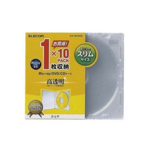ELECOM エレコム エレコム CCD-JSCS10CR CD DVDスリムプラケース 1枚収納 10パック クリア