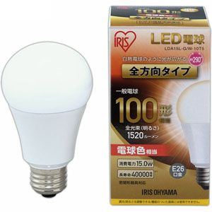 アイリスオーヤマ IRIS LED電球 E26 全方向 100形相当 電球色 LDA15L-G/W-10T5