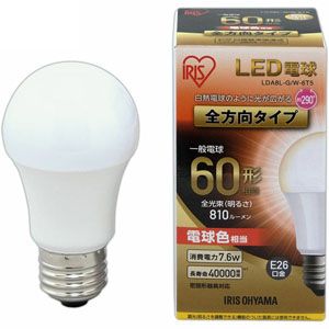 アイリスオーヤマ IRIS アイリスオーヤマ LDA8L-G/W-6T5 LED電球 E26 全方向 60形相当 電球色