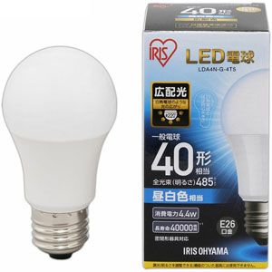 アイリスオーヤマ IRIS LED電球 E26 広配光 40形相当 昼白色 LDA4N-G-4T5