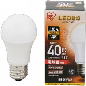 アイリスオーヤマ IRIS LED電球 E26 広配光 40形相当 電球色 LDA5L-G-4T5