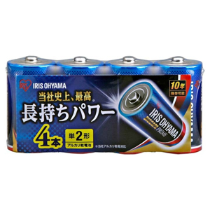 アイリスオーヤマ IRIS アイリスオーヤマ 大容量アルカリ乾電池 単2形4パック LR14BP/4P