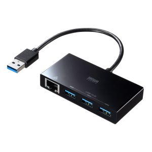 サンワサプライ SANWA SUPPLY サンワサプライ USB-3H322BKN ギガビットLANアダプタ USB3.2 Gen1 ハブ付き