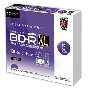 ハイディスク HI DISC ハイディスク HDVBR100YP5SC BD-R XL 100GB 5枚 2-4倍速 ブルーレイディスク 磁気研究所