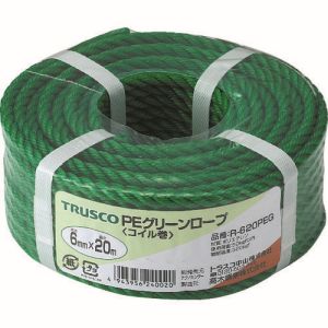 トラスコ TRUSCO トラスコ PEグリーンロープ 3つ打 線径6mm×長さ20m R-620PEG